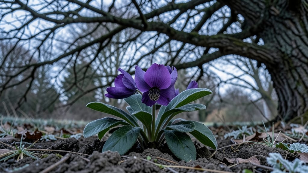 Hellebores with Deep Purple Flowers