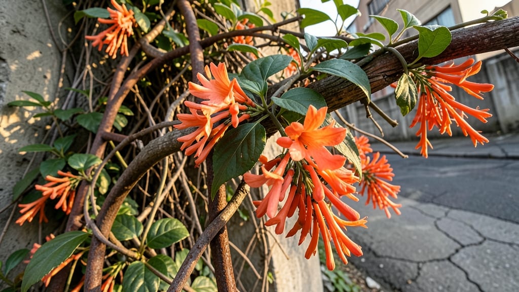 Campsis Radicans for Trumpet-Shaped Orange Flowers