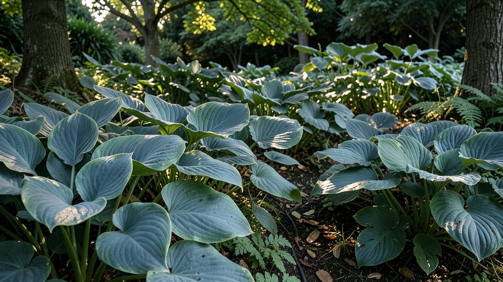 Hostas with Variegated Blue-Green Leaves