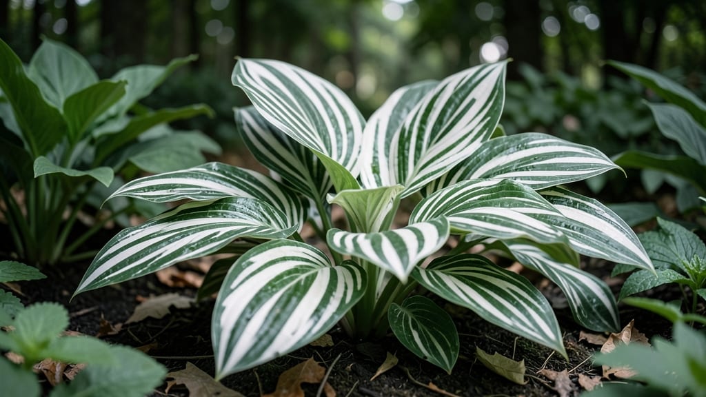 Patriot Hosta with White and Green Stripes