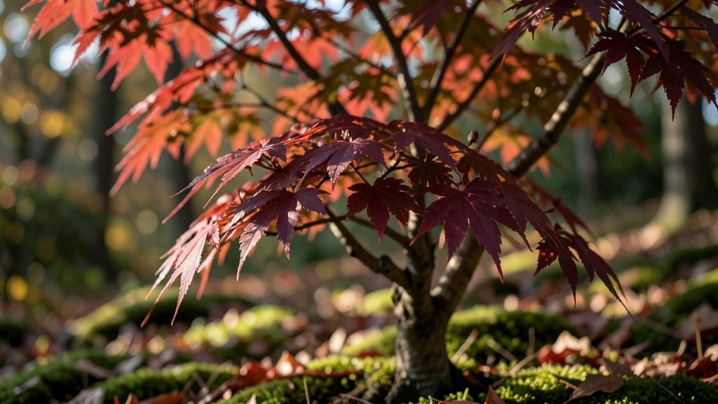 Japanese Maple with Crimson Fall Leaves