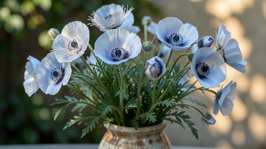 Blue Plume Poppies: Whimsical Sky-Blue Flowers