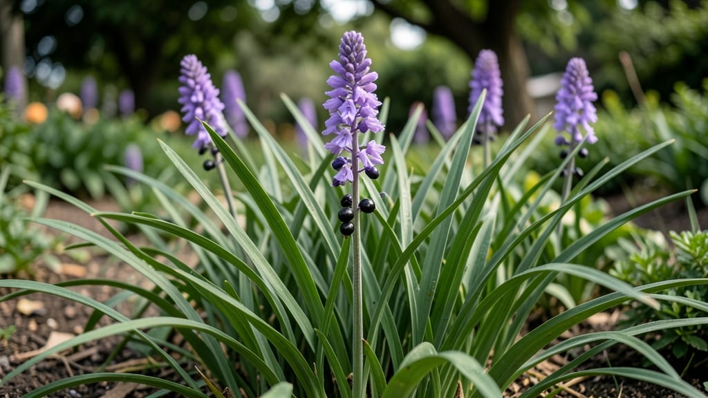 Liriope Grass for Edging with Purple Flowers
