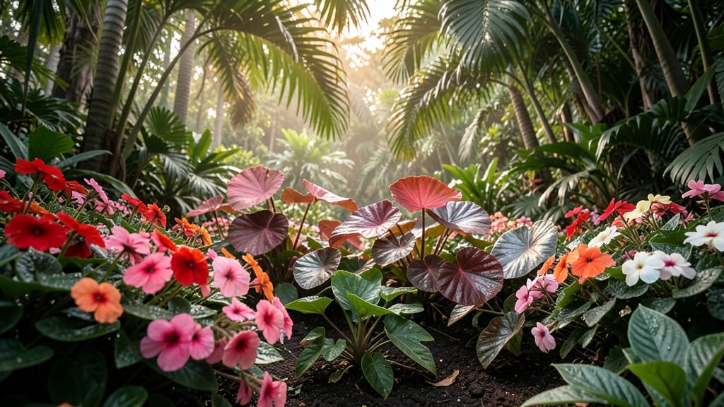 Impatiens with Caladiums