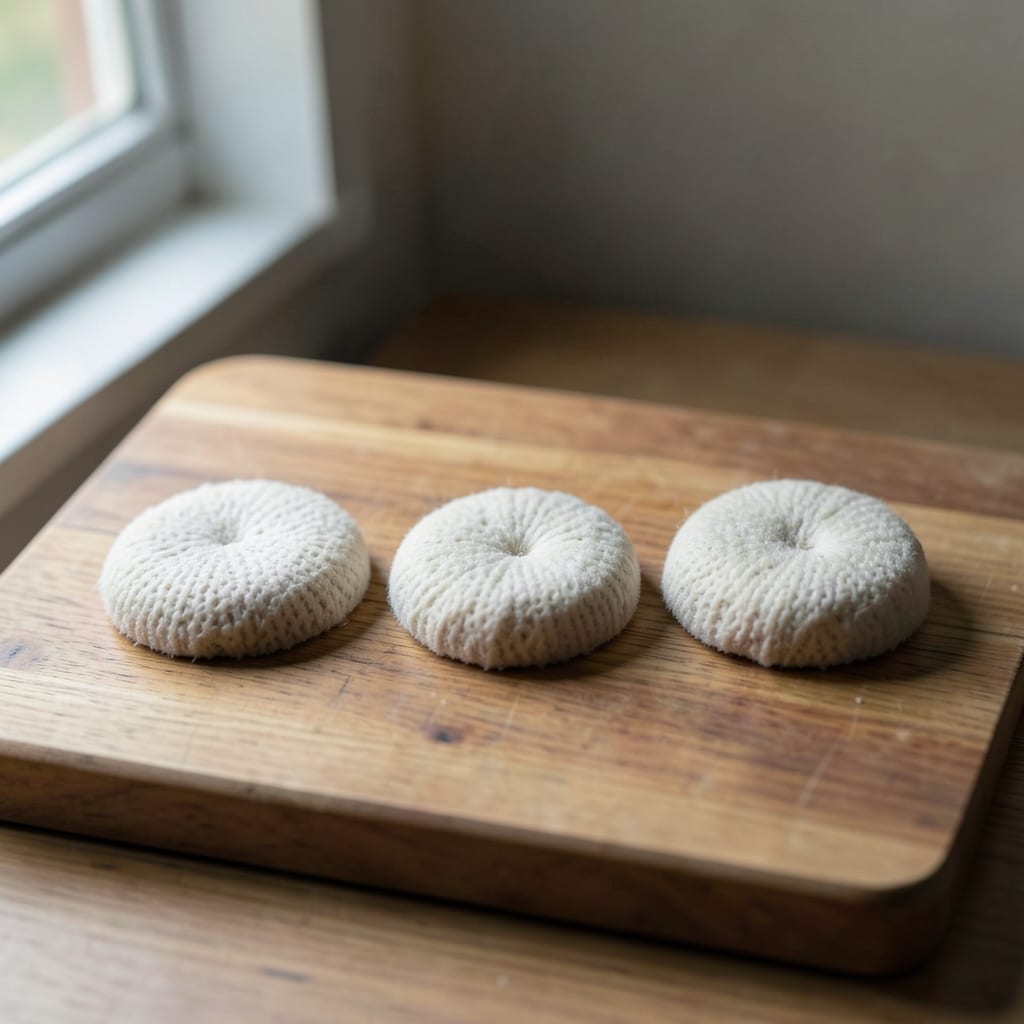 Three chops of different thickness, ready to be tested