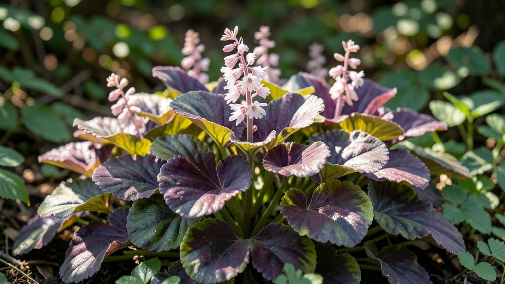 Coral Bells With Vibrant Foliage And Delicate Flowers