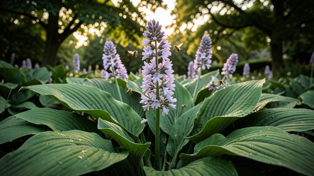 Hostas with Lavender Blooms