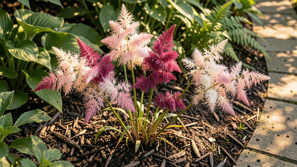 Astilbe with Feathered Plumes in Shade Gardens